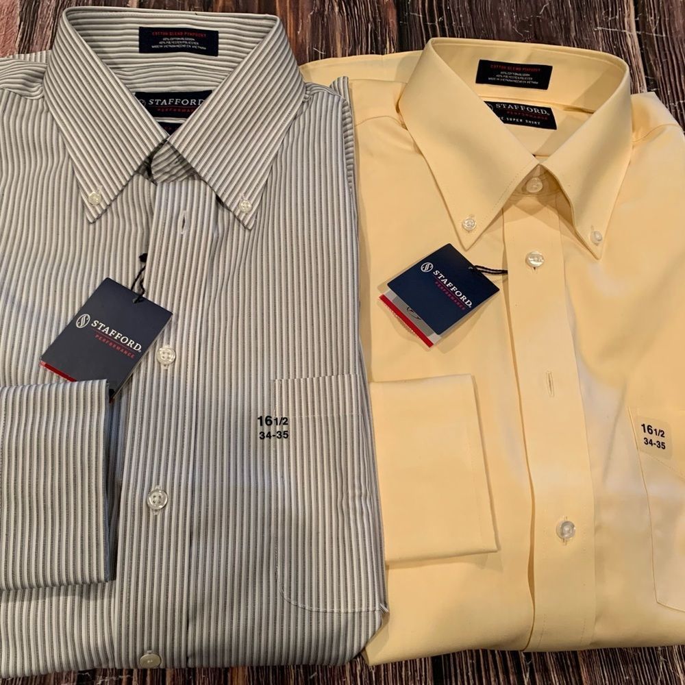 NWT Lot of 2 Stafford Performance LS shirt 
Classic Fit size 16 1//2 x 34/35